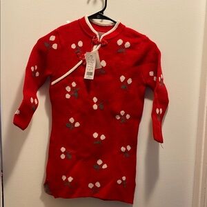 Red Floral Knit Dress